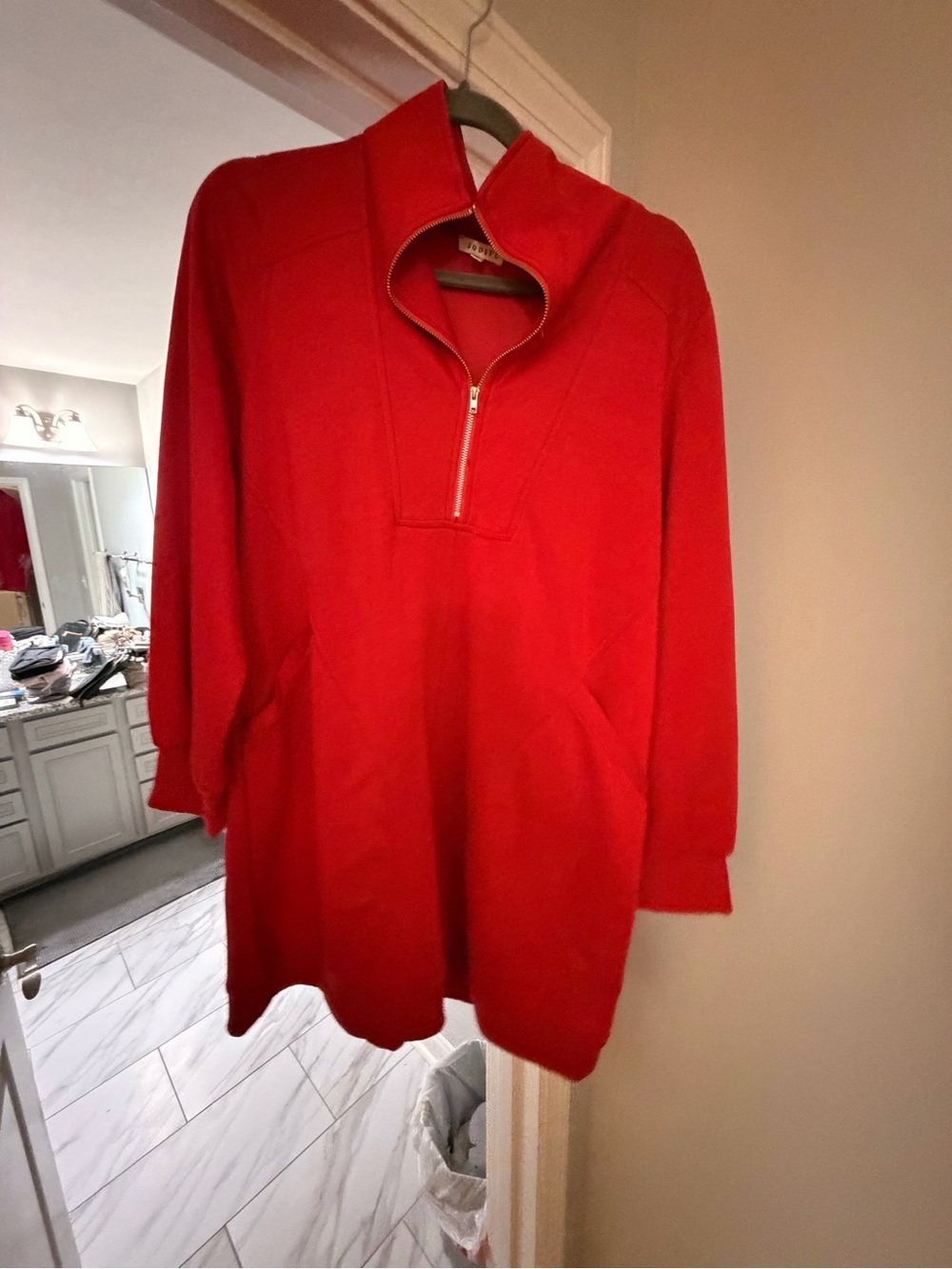 JODIFL Red Zip-Front Pullover